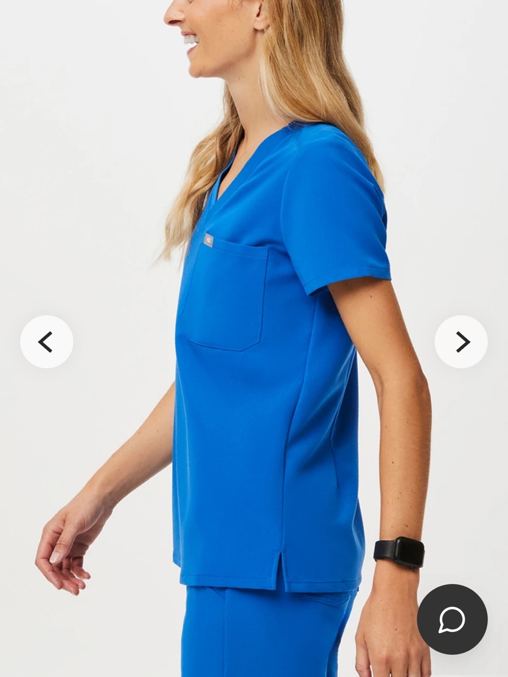 Figs Women's V-Neck Scrub Top in Royal Blue - Picture 2 of 6